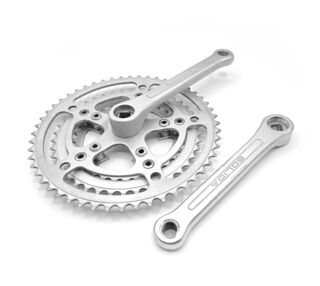 Pédalier vélo ancien vintage SOLIDA aluminium 52/42/32 dents – triple plateau –