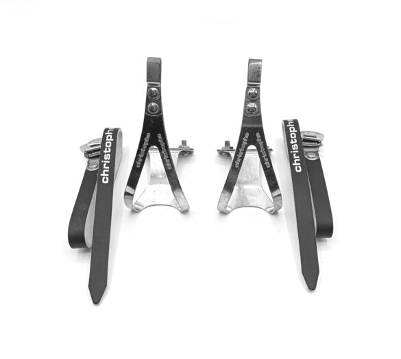 Cale-pieds CHRISTOPHE - lanières sangles cuir - vélo vintage