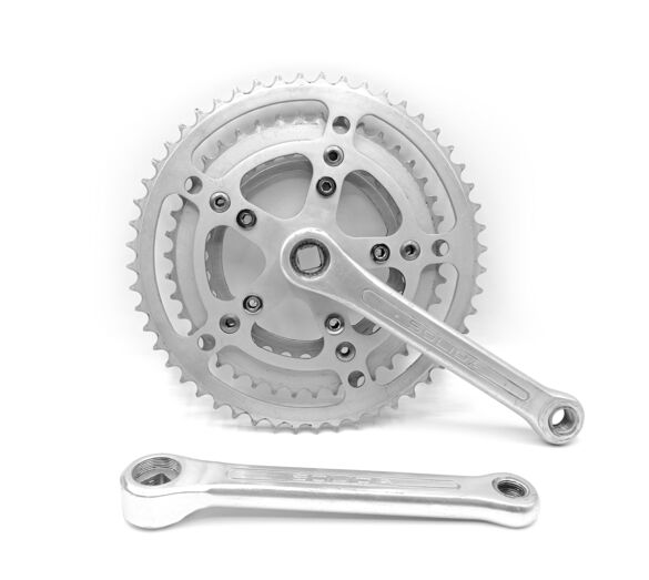 Pédalier vélo ancien vintage SOLIDA aluminium 52/42/32 dents – triple plateau –