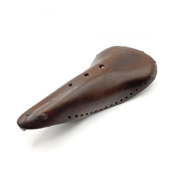 Ancienne selle vélo course cuir Old leather racing bike saddle