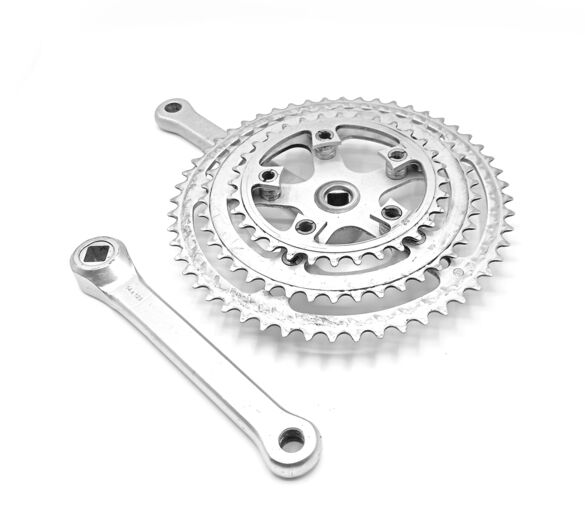 Pédalier vélo ancien vintage SOLIDA aluminium 52/42/32 dents – triple plateau –