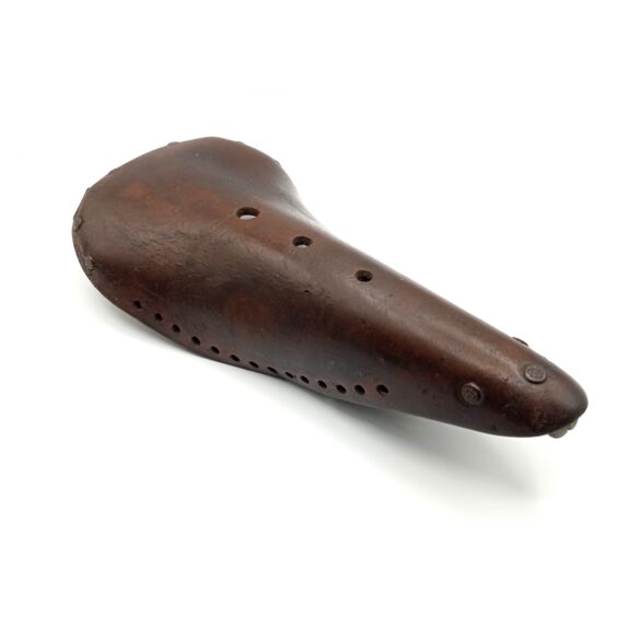 Ancienne selle vélo course cuir Old leather racing bike saddle